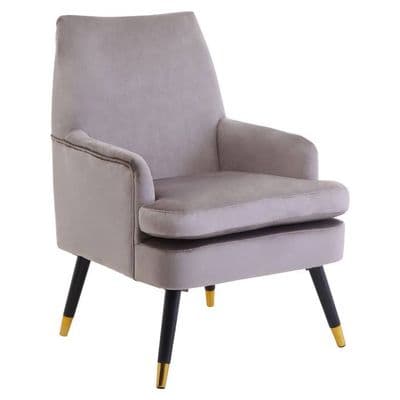 Loretta Mink Velvet Accent Chair With Wooden Legs - Home Luxe Interior