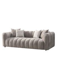 Lusso Beige Chenille 3 Seater Sofa - Vertical Panel Tufted 232cm