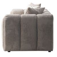 Lusso Beige Chenille 3 Seater Sofa - Vertical Panel Tufted 232cm