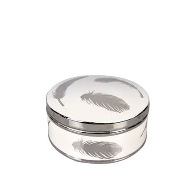 Luxe 20.5cm Trinket Box Round White Silver