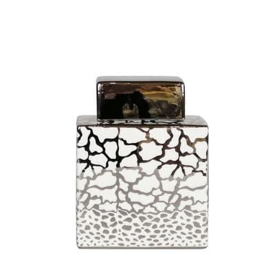 Luxe Medium 21.5 cm White & Silver Ginger Jar