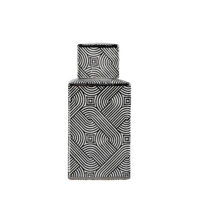 Luxe Medium 23cm White & Black Ginger Jar