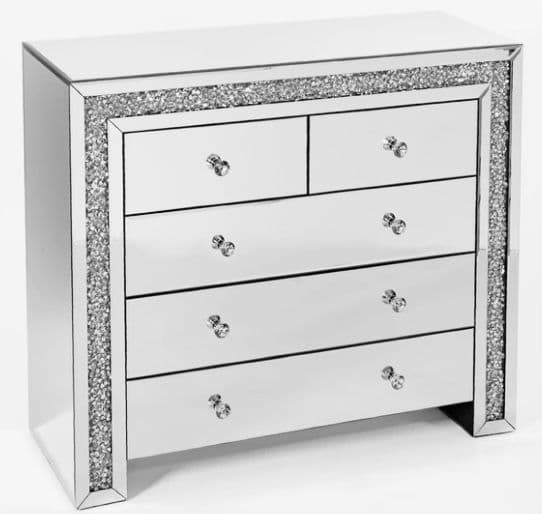 Luxe Mocka Mirror Crystal 2+3 Chest Of Drawers