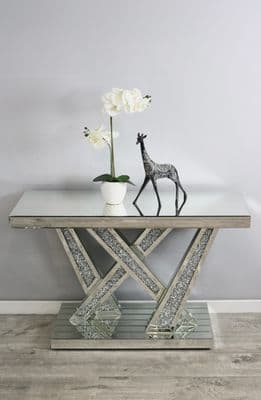 Luxe Mocka Mirror Crystal Console Table Stitch