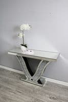 Luxe Mocka Mirror Crystal Console Table V Base