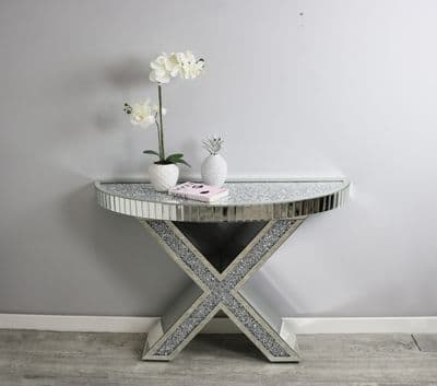 Luxe Mocka Mirror Crystal Console Table X Base