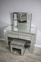 Luxe Mocka Mirror Crystal Dressing Table Set