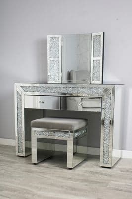 Luxe Mocka Mirror Crystal Dressing Table Set