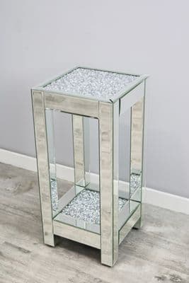 Luxe Mocka Mirror Crystal Square Side Table Large