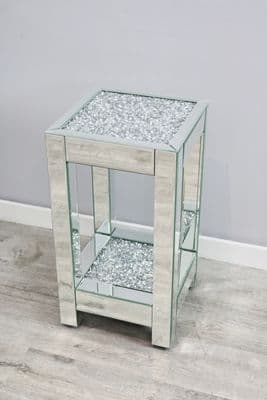 Luxe Mocka Mirror Crystal Square Side Table Medium