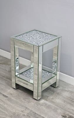 Luxe Mocka Mirror Crystal Square Side Table Small