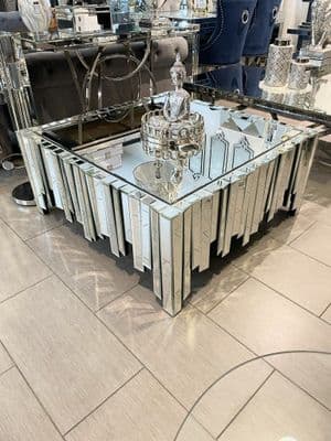 Luxe Piano Square Coffee Table With 2 Drawers