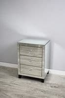 Luxe Simply Mirror 3 Drawer Bedside Cabinet
