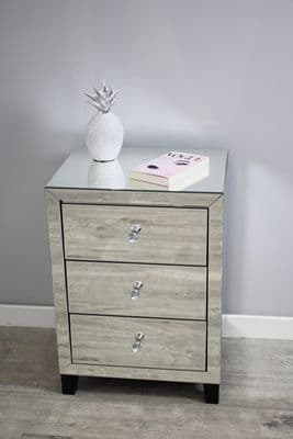 Luxe Simply Mirror 3 Drawer Bedside Cabinet