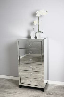 Luxe Simply Mirror 6 Drawer Tallboy Chest