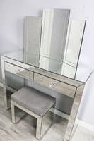 Luxe Simply Mirror Dressing Table Set With Stool