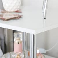 Luxe White and Chrome Charlotte 1 Drawer Bedside Cabinet