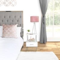 Luxe White and Chrome Charlotte 1 Drawer Bedside Cabinet