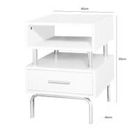 Luxe White and Chrome Victoria 1 Drawer Bedside Cabinet