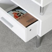 Luxe White and Chrome Victoria 1 Drawer Bedside Cabinet