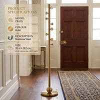 Luxury Gold Stainless Steel Freestanding Coat Rack Stand | 182cm