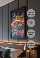 Luxury Sports Car Neon LED Wall Art - 40x60cm Street Graffiti Canvas USB