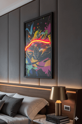 Luxury Sports Car Neon LED Wall Art - 40x60cm Street Graffiti Canvas USB