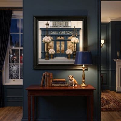 LV Boutique Black Step Frame Wall Art 40x40cm Luxury Home Decor Accent