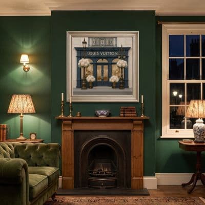 LV Boutique Champagne Step Frame Wall Art 40x40cm Luxury Decor Wall Art