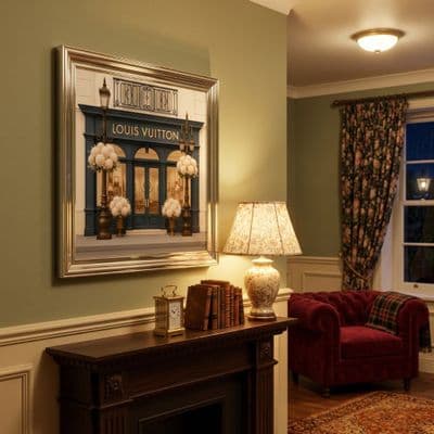 LV Boutique Silver Step Frame Wall Art 40x40cm Luxury Home Decor Piece