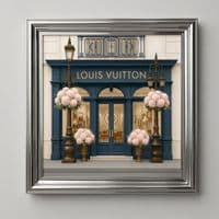 LV Boutique Silver Step Frame Wall Art 70x70cm Luxury Home Decor Piece