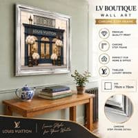 LV Boutique Silver Step Frame Wall Art 70x70cm Luxury Home Decor Piece