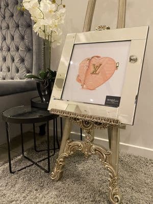 Lv Pink Heart Fashion Handbag Wall Art Mirror Frame