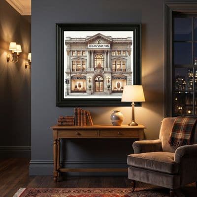 LV Store Black Step Frame Wall Art 40x40cm Luxury Home Decor Statement