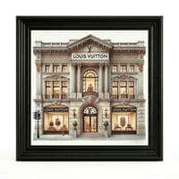 LV Store Black Step Frame Wall Art 70x70cm Luxury Home Decor Statement