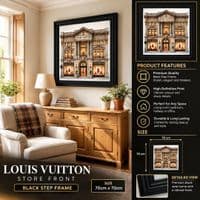 LV Store Black Step Frame Wall Art 70x70cm Luxury Home Decor Statement