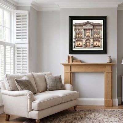LV Store Black Step Frame Wall Art 70x70cm Luxury Home Decor Statement