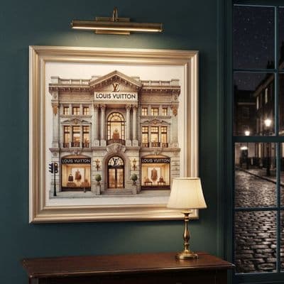 LV Store Champagne Step Frame Wall Art 40x40cm Luxury Home Decor Art