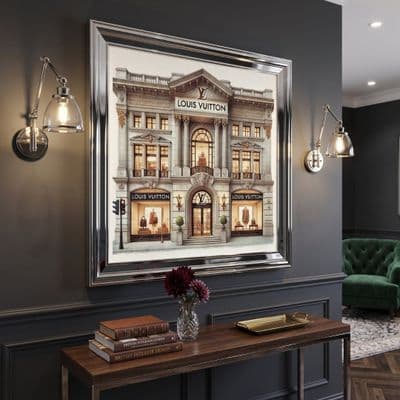 LV Store Silver Step Frame Wall Art 40x40cm Luxury Home Decor Statement
