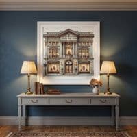 LV Store White Step Frame Wall Art 70x70cm Luxury Home Decor Statement