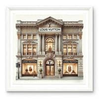 LV Store White Step Frame Wall Art 70x70cm Luxury Home Decor Statement