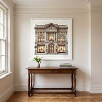 LV Store White Step Frame Wall Art 70x70cm Luxury Home Decor Statement