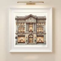 LV Store White Step Frame Wall Art 70x70cm Luxury Home Decor Statement