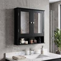 Maine Black 2 Door Bathroom Wall Cabinet with Mirrored Doors & Storage