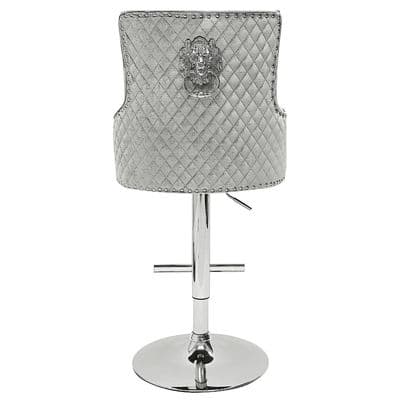 Majestic Shimmer Velvet, Silver Lion Knocker Stool – Home Luxe Interior