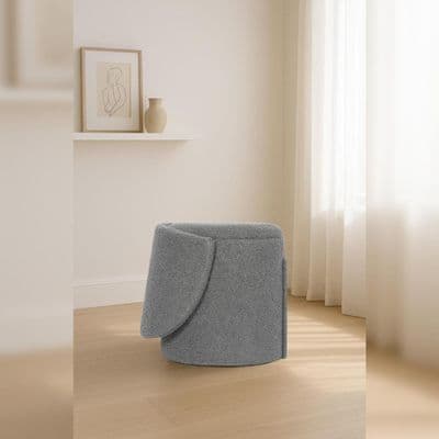 Malibu Silver Boucle Teddy Fleece 3 in 1 Storage Ottoman Stool Seat