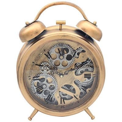 Mantel Cog Gears Clock Gold Bells