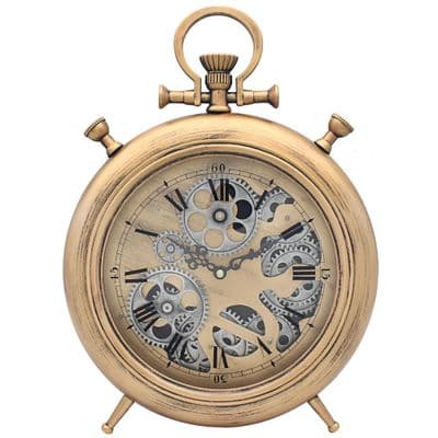 Mantel Cog Gears Clock Gold Dial