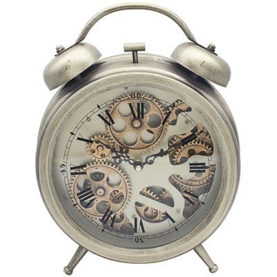 Mantel Cog Gears  Clock Silver Bells