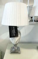 Marble Effect Table Lamp With White Round Shade Medium